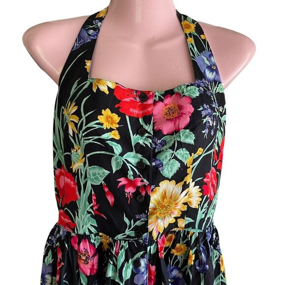 Vintage Together Dress Womens 8 Floral Halter Sundress 90s Retro Summer Casual - Picture 3 of 6